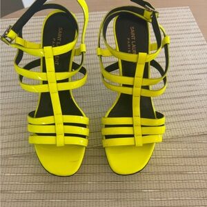 Saint Laurent Neon Yellow Strappy Sandals